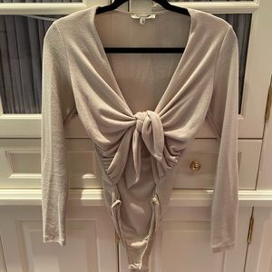 Sensemill Tan Bodysuit with Front Knot